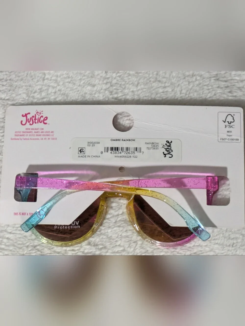 Justice Girls Ombre Rainbow Glitter Sunglasses – NWT